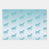 Girly Glitz Aqua Turquoise Glitter Eenhoorn Ombre Inpakpapier Vel (Voorkant 2)