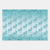 Girly Glitz Aqua Turquoise Glitter Eenhoorn Ombre Inpakpapier Vel (Voorkant)