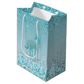 Girly Glitz Aqua Turquoise Glitter Eenhoorn Ombre Medium Cadeauzakje (Voorkant Gekanteld)