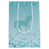 Girly Glitz Aqua Turquoise Glitter Eenhoorn Ombre Medium Cadeauzakje (Achterkant)
