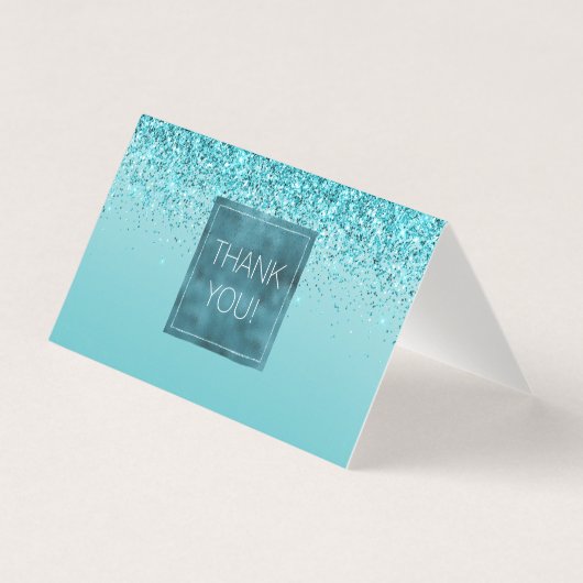 Girly Glitz Aqua Turquoise Glitter Kaart (Voorkant)