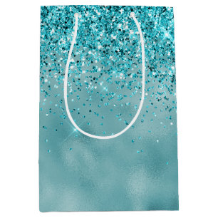 Girly Glitz Aqua Turquoise Glitter Medium Cadeauzakje