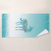 Girly Glitz Aqua Turquoise Glitter Unicorn Badhanddoek (Badhanddoek)