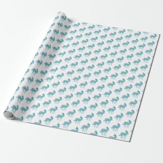 Girly Glitz Aqua Turquoise Glitter Unicorn Cadeaupapier (Uitgerold)