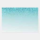 Girly Glitz Aqua Turquoise Glitter Unicorn Inpakpapier Vel (Voorkant 2)
