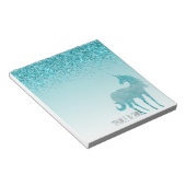 Girly Glitz Aqua Turquoise Glitter Unicorn Notitieblok (Schuin)