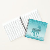 Girly Glitz Aqua Turquoise Glitter Unicorn Notitieboek (Binnen)
