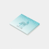 Girly Glitz Aqua Turquoise Glitter Unicorn Post-it® Notes (Schuin)