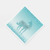 Girly Glitz Aqua Turquoise Glitter Unicorn Servet (Hoek)