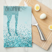 Girly Glitz Aqua Turquoise Glitter Unicorn Theedoek (Quarter Fold)