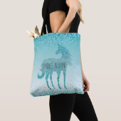 Girly Glitz Aqua Turquoise Glitter Unicorn Tote Bag (Dichtbij)