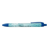 Girly Glitz Aqua Turquoise Glitter Unicorn Zwarte Inkt Pen (Bovenkant)