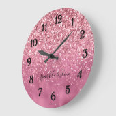 Girly Glitz Glam Pink Glitter Sparkle Grote Klok (Hoek)