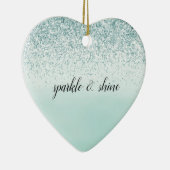 Girly Glitz Mint Ombre Glitter Gold Heart Keramisch Ornament (Rechts)