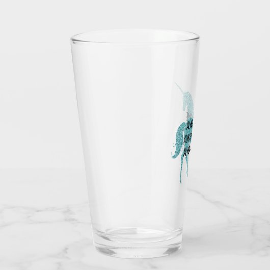 Girly Glitzy Glitter Aqua Unicorn Glas (Rechts)