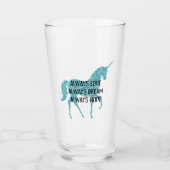 Girly Glitzy Glitter Aqua Unicorn Glas (Voorkant)