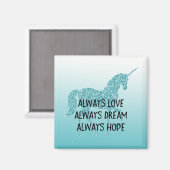 Girly Glitzy Glitter Aqua Unicorn Magneet (Voorkant / Achterkant)
