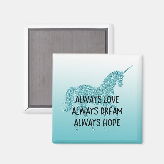 Girly Glitzy Glitter Aqua Unicorn Magneet (Voorkant / Achterkant)
