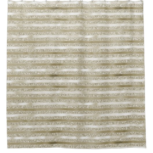 Girly Glitzy Glitter Glam Gouden Strepen Douchegordijn (Voorkant)