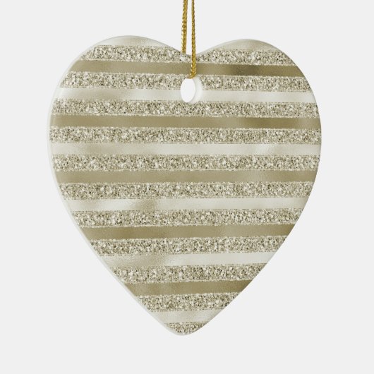 Girly Glitzy Glitter Glam Gouden Strepen Keramisch Ornament (Rechts)