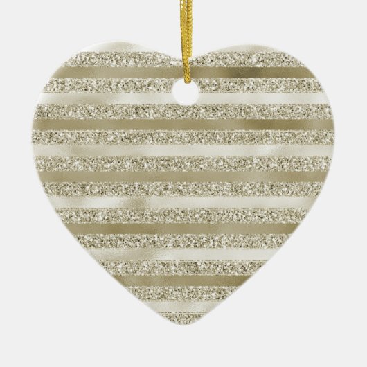 Girly Glitzy Glitter Glam Gouden Strepen Keramisch Ornament (Voorkant)