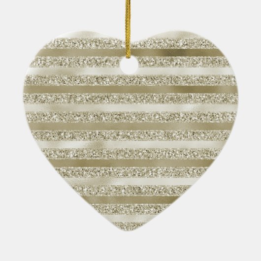 Girly Glitzy Glitter Glam Gouden Strepen Keramisch Ornament (Achterkant)