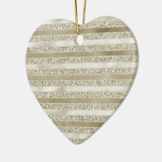 Girly Glitzy Glitter Glam Gouden Strepen Keramisch Ornament (Links)