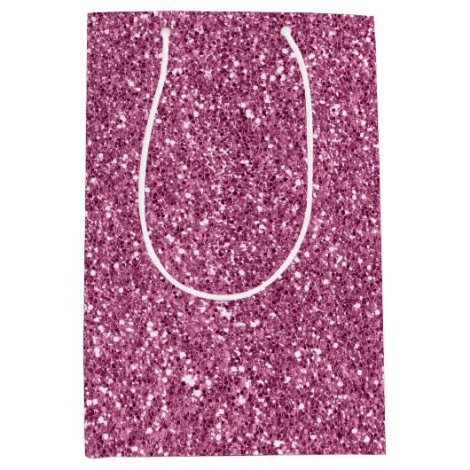 Girly Glitzy Pink Glitter Medium Cadeauzakje (Voorkant)