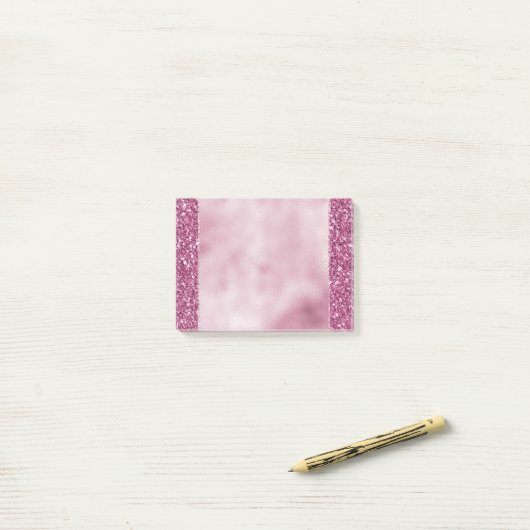 Girly Glitzy Pink Glitter Post-it® Notes (Op bureau)