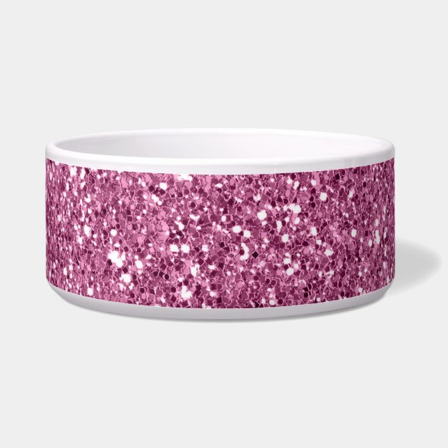 Girly Glitzy Pink Glitter Voerbakje (Voorkant)