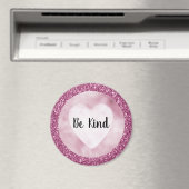 Girly Glitzy Pink Glitter Wees aardig Magneet (Insitu (Vaatwasser))