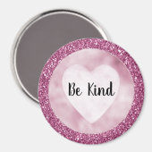 Girly Glitzy Pink Glitter Wees aardig Magneet (Voorkant / Achterkant)