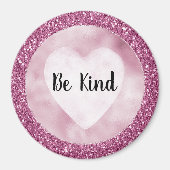 Girly Glitzy Pink Glitter Wees aardig Magneet (Voorkant)