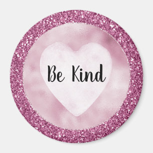 Girly Glitzy Pink Glitter Wees aardig Magneet