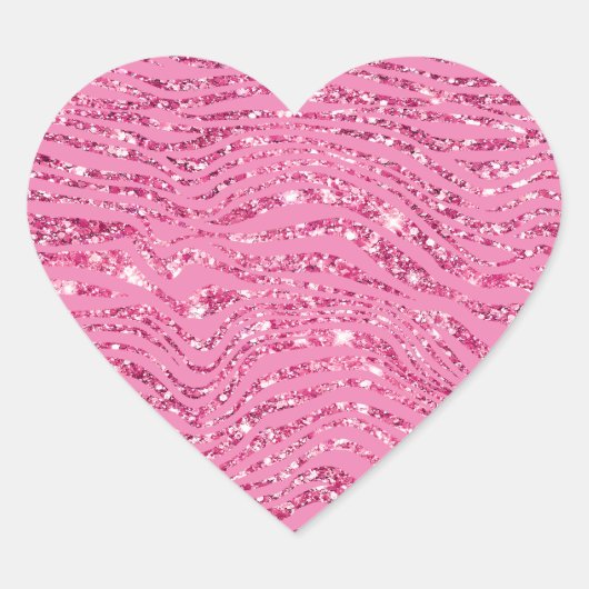 Girly Glitzy Roze Glitter Zebra Hart Sticker (Voorkant)