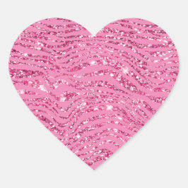 Girly Glitzy Roze Glitter Zebra Hart Sticker