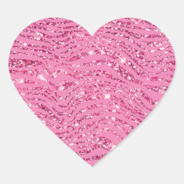 Girly Glitzy Roze Glitter Zebra Hart Sticker