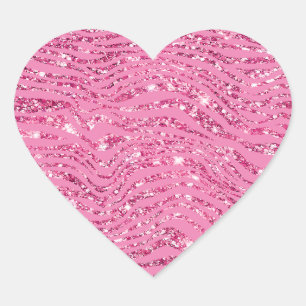 Girly Glitzy Roze Glitter Zebra Hart Sticker