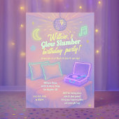 Girly Glow Neon Disco Sleepover Party Kaart