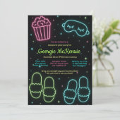 GIRLY GLOW SLEEPOVER NEON PYJAMA PARTY KAART (Staand voorkant)