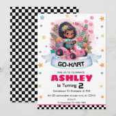 Girly Go Kart Uitnodiging voor verjaardag (Voorkant / Achterkant)
