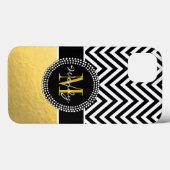 Girly Gold and Black Chevron Monogrammed Case-Mate iPhone Case (Achterkant (horizontaal))