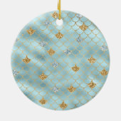 Girly Gold Aqua Blue Glitter Zeemeermin Quote Keramisch Ornament (Achterkant)