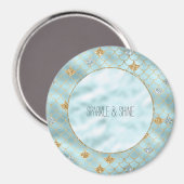 Girly Gold Aqua Blue Glitter Zeemeermin Quote Magneet (Voorkant / Achterkant)