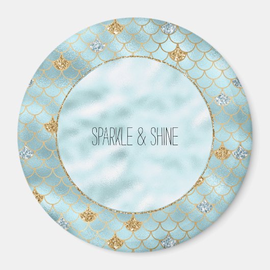 Girly Gold Aqua Blue Glitter Zeemeermin Quote Magneet (Voorkant)