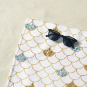 Girly Gold Aqua Blue Glitter Zeemeermin Quote Strandlaken (In situ)