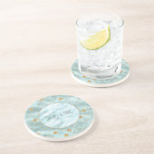 Girly Gold Aqua Blue Glitter Zeemeermin Quote Zandsteen Onderzetter (Zijkant)