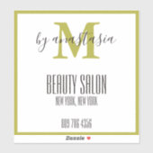 Girly Gold Beauty Salon Monogram Sticker (Vel)