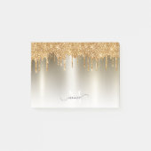 Girly Gold Dripping Glitter Monogram Naam Post-it® Notes (Voorkant)