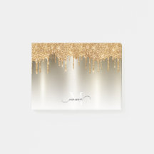 Girly Gold Dripping Glitter Monogram Naam